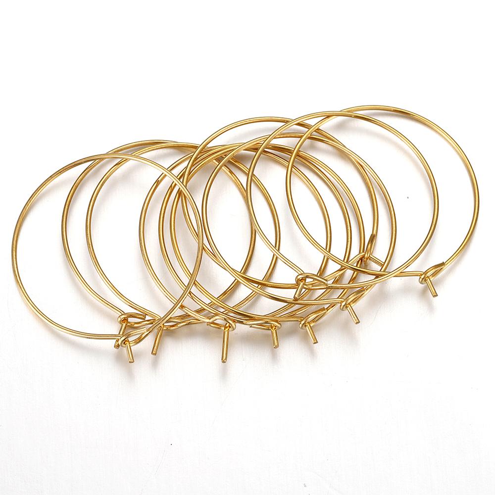 20pcs Stainless Steel Ear Wire Hoops Loop Earrings Big Circle Pendants Gold Color Dangle Drop Earring Jewelry Making DIY No Fade