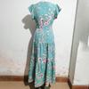Damen Frühling Ärmelloses Kleid mit Blumendruck und V-Ausschnitt, Sommer, lässig, A-Linie, knöchellang, hohe Taille, Schnürung, böhmische Urlaubs- und Strandkleider