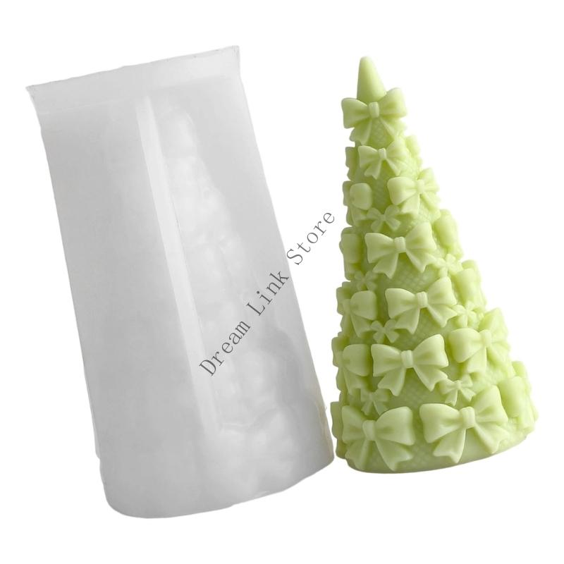 Q1FD Bowknot Shaped Christmas Tree Silicone Mould Sturdy Reusable For Making Aromatherapys Gift Festiveal Decoration