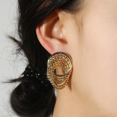 Multilayer Spiral Twists Gold Color Smooth Metal Drop Earrings for Women Minimalism Brincos Hyperbole Fashion Party Jewelry