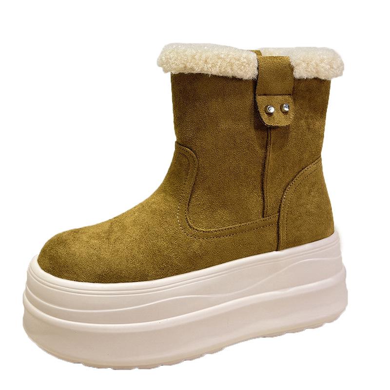 Retro velvet thickened thick-soled small snow boots, new winter heightening warm Birkenstock cotton shoes