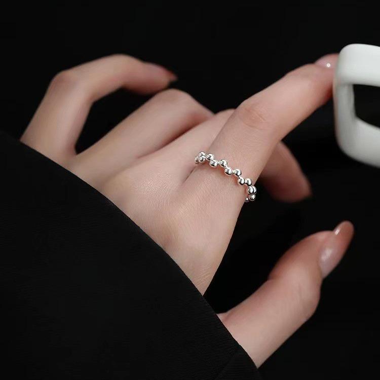 Trendy Adjustable Women's Beaded Open Ring - Versatile & Stylish Index Finger Accessory