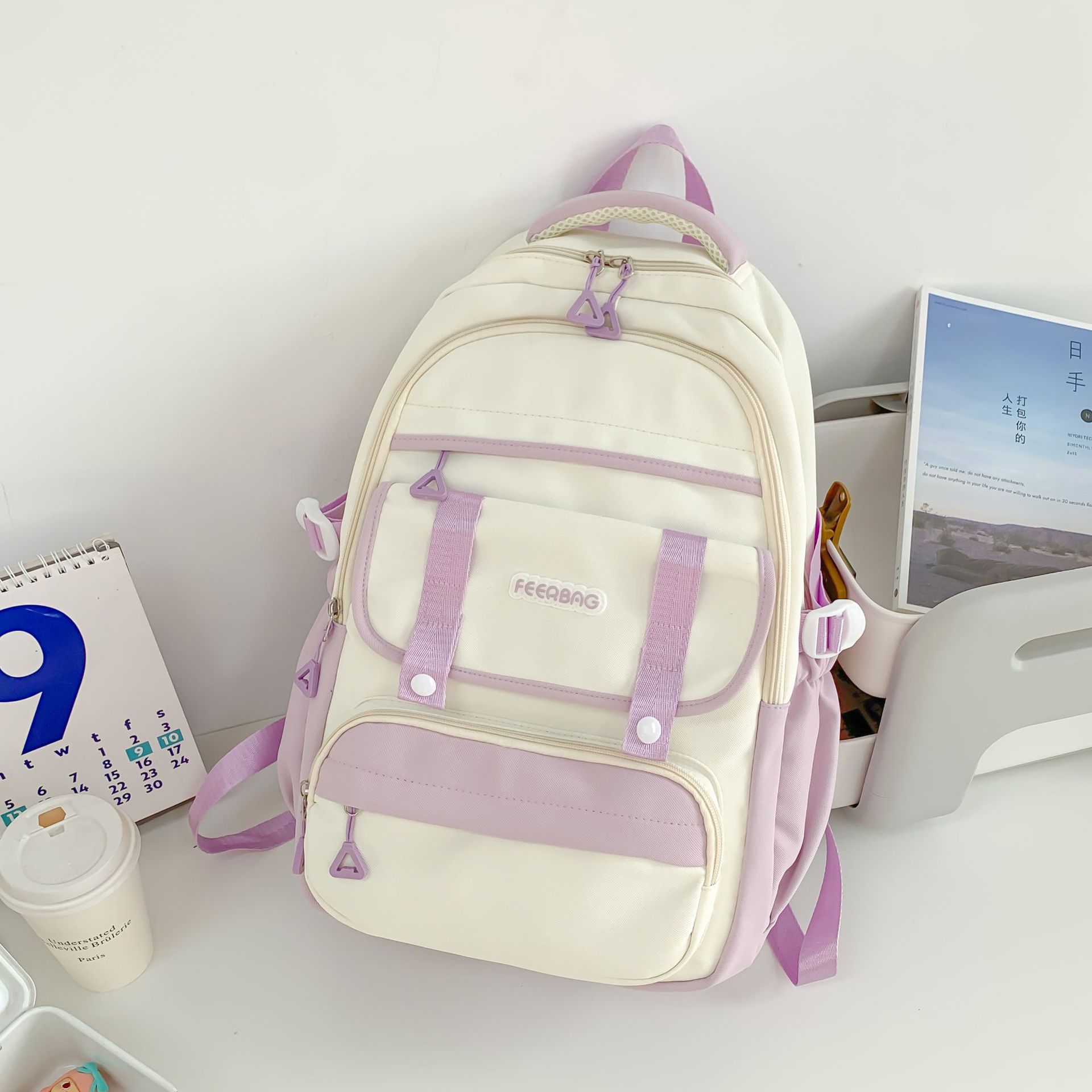 

Рюкзак нового стиля многослойный школьный рюкзак для учеников начальной школы и средней школы легкий большой вместимости фиолетовый