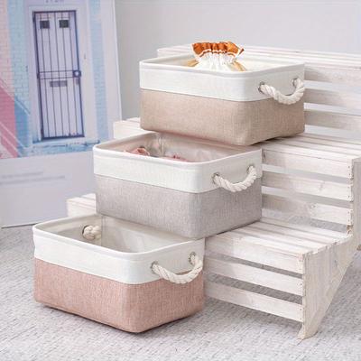 31*21*13cm, 1 buc. Coș de depozitare pliabil pentru uz casnic, combinație de culori duble, cu mâner din frânghie, coș de depozitare pentru haine și jucării de mare capacitate.