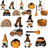 30Pcs Pumpkin Gnome Wooden Ornament Halloween Car Pendant Halloween Wooden Pendant for Indoor Tree Window Wall Decor