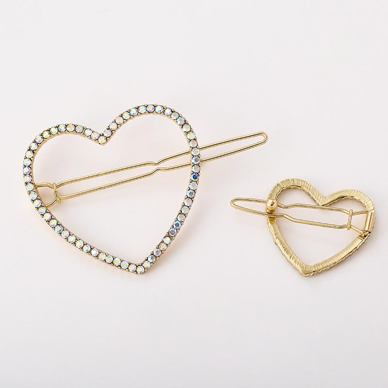 Korean Rhinestone Heart Hair Clip - Versatile & Elegant Side Clip for Ladies