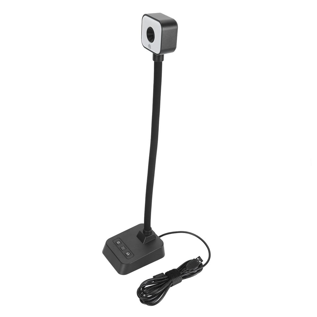 4K USB Document Camera 360 Deg Rotatable Lens Auto Focus 3 Level LED Light AI Noise Reduction Mic Foldable for Windows