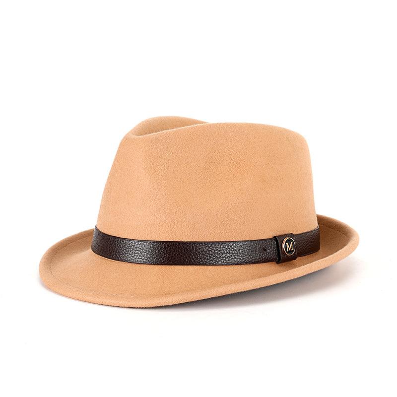 Hat autumn and winter pure wool top hat woolen retro French British jazz hat rolled edge felt hat
