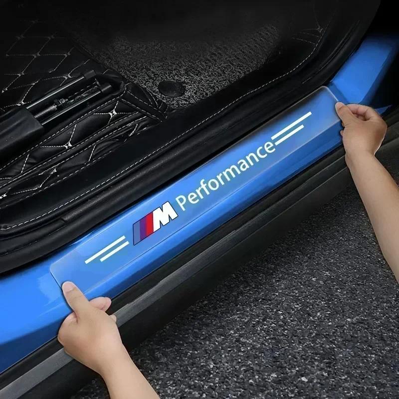 For BMW CE90 E90 Car For BMW 4Pcs Transparent Badge Car Threshold Protector 3D Sticker Car Styling For BMW M M3 M4 M5 X1 X3 X5 X6 X7 F1