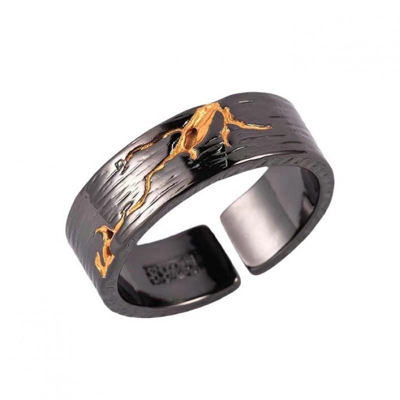 Adjustable Open Ring Men Women Vintage Geometric Copper Plated Finger Retro Minimalist Style