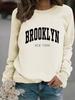 Autumn/Winter Women's Casual Long-Sleeve Round Neck Letter Print Pullover Hoodie