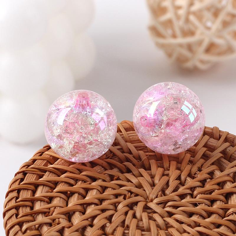Acrylic Transparent Plated AB Color Bursting Straight Hole Pattern Round Plastic DIY Floral Colored Beads Jewelry Accessories