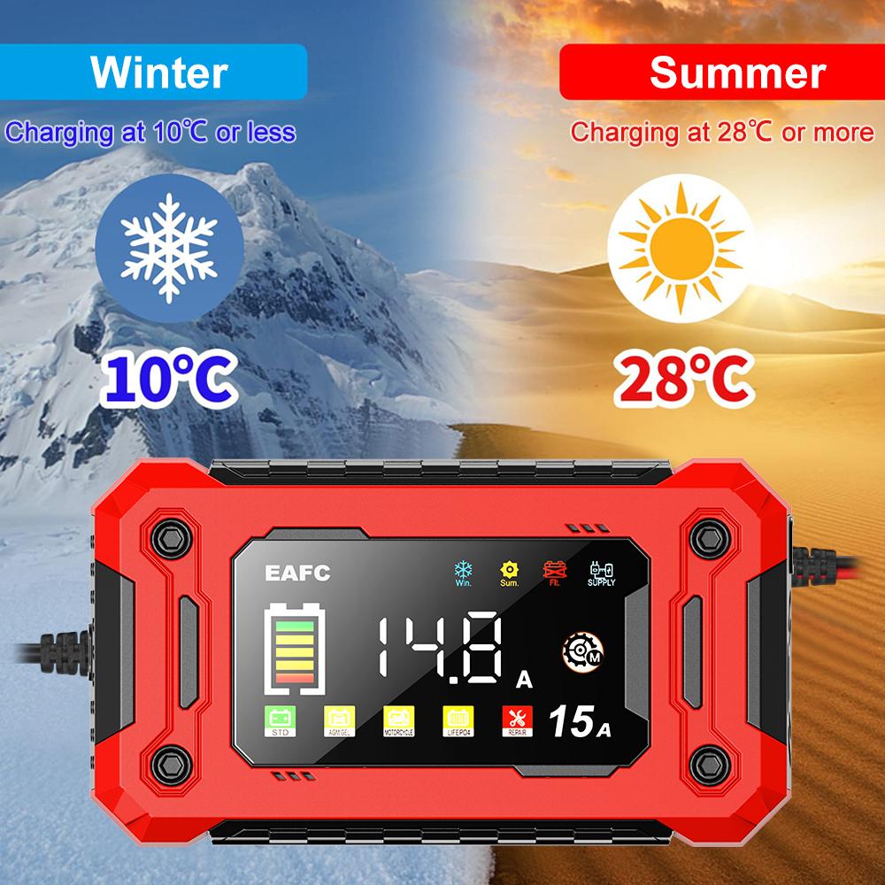 15A Car Battery Charger 8A 12V Fully Automatic Battery Trickle Charger Maintainer for SUV Motorcycle Marine Lead Acid Batteries