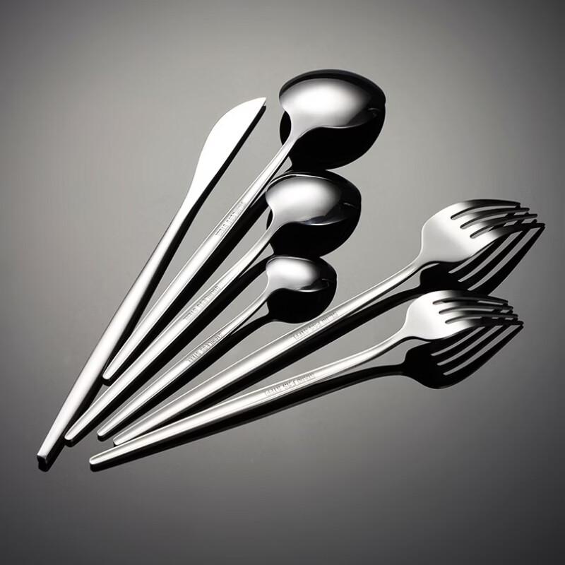 Qianxing 410 Stainless Steel Portuguese Black Gold Dinner Spoon Set