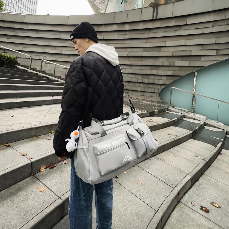 Couple Style Fashion Trend Contrast Color Outing Travel Package Dry Wet Separation Fitness Bag with Shoe Compartment Can Be Used for Pulling Rod