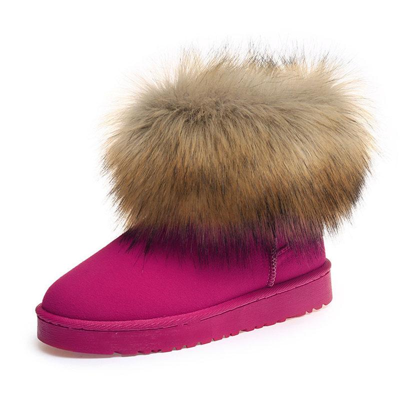 Damen Schneestiefel Klassische Winter Kunstfell Warme Damen Stiefeletten Verdicken Plüsch Flache Absätze Baumwollschuhe Frau Botas Mujer WSH4707