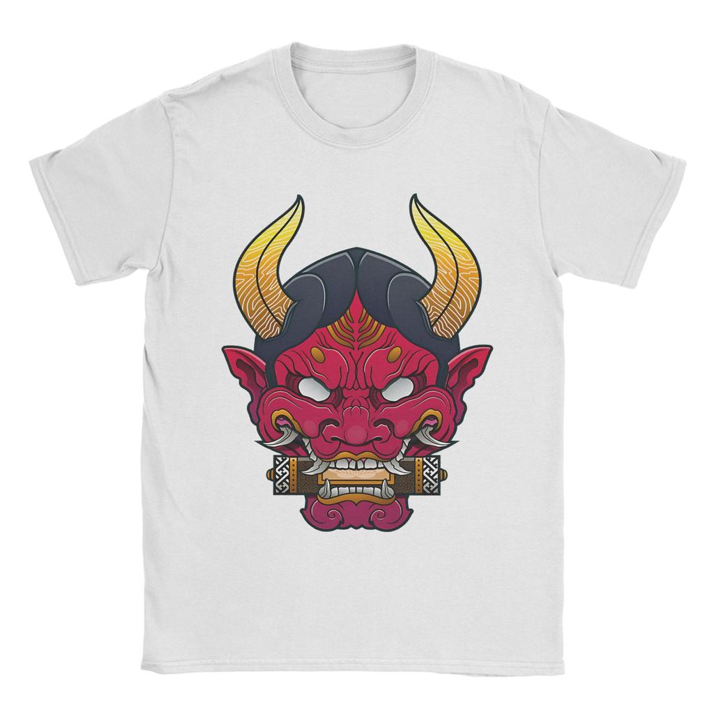 Hannya Mask  T Shirts for Men 100 Cotton Vintage TShirt O Neck  Tee Shirt Short Sleeve Clothes Plus Size