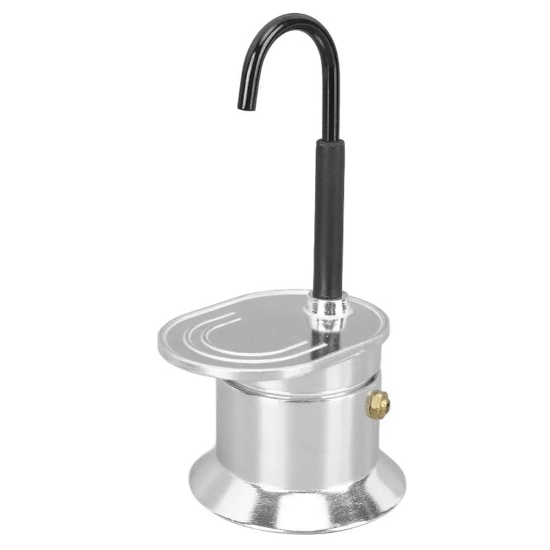 Hot 50ML Single Tube Moka Pot 1 Cup Aluminum Alloy Spout Stovetop Italian Moka Coffee Maker for Outdoor Parties Travel