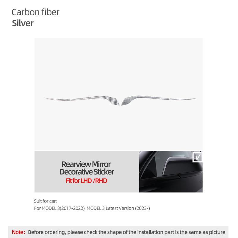 For Tesla Model 3 Highland 2026 Model Y Juniper Carbon Fiber Rearview Mirror Decoration Strip Protect Sticker Car Accessories