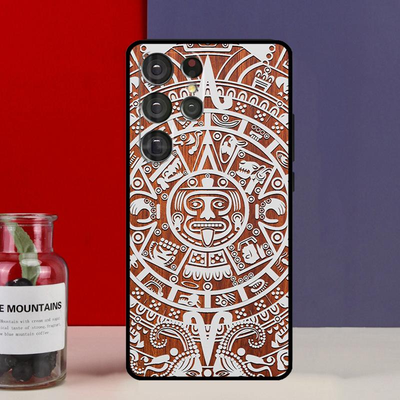 Mayan Calendar Wood Pattern Funda Case For Samsung Galaxy S25 Ultra S9 S10 S20 S21 S22 Plus S23 Ultra S24 FE Phone Cover