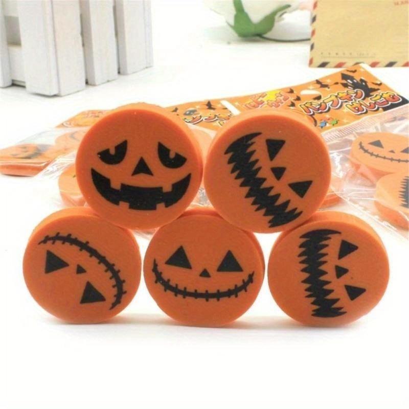3/6Pc Creative Halloween Rubber Pumpkin Printing Eraser Students Stationery Suitable Classmate Study Writing Error Pencil Eraser
