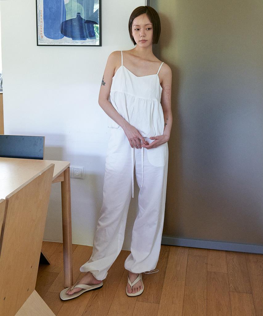 STEP AROUND Airy Nylon Wide Pants_White