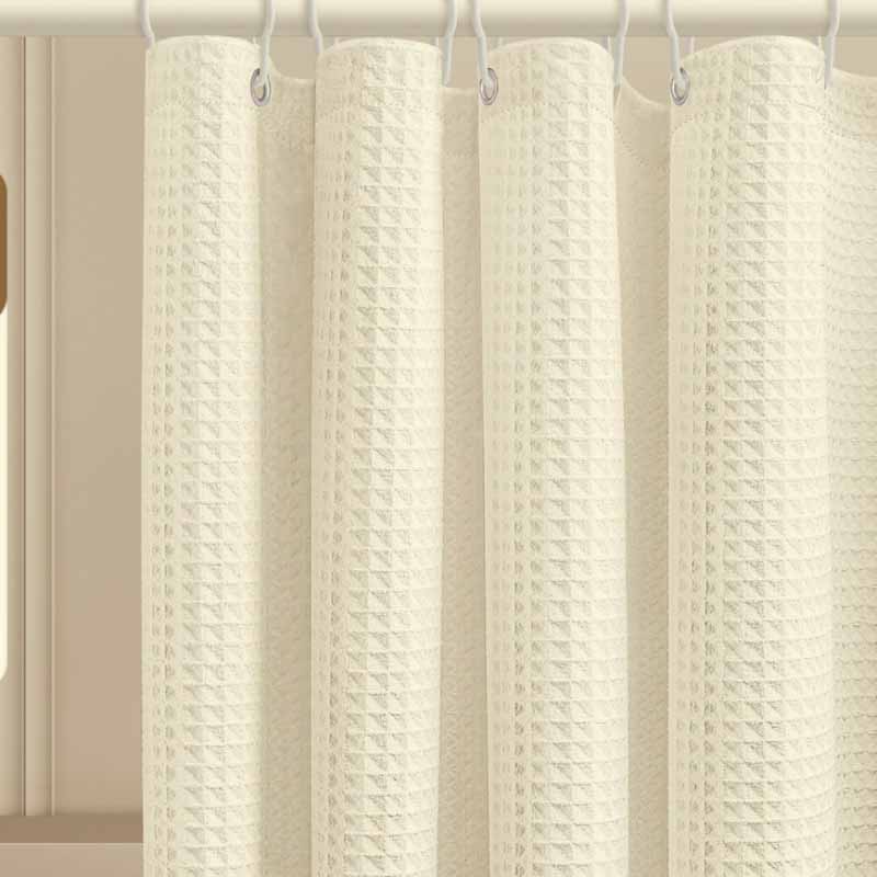 Thickened Jacquard Waffle Shower Curtain Pure Color Waterproof Bathroom Partition Easy Install Privacy Screen