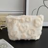 Fuzzy Heart Heart Pattern Makeup Bag Women Cosmetic Pouch Girls Cute Plush Clutch Zippered Bag Cosmetics