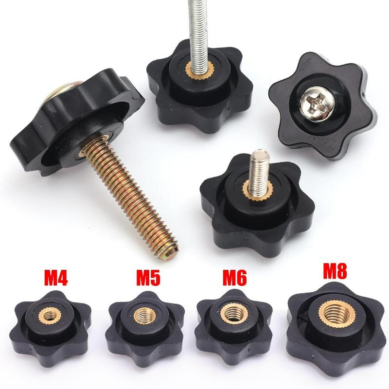 5/50Pcs Plum Blossom Handle Nut M4 M5 M6 M8 Blind Hole Copper Core Handle Knob Thread Mechanical Black Thumb Nuts Assortment
