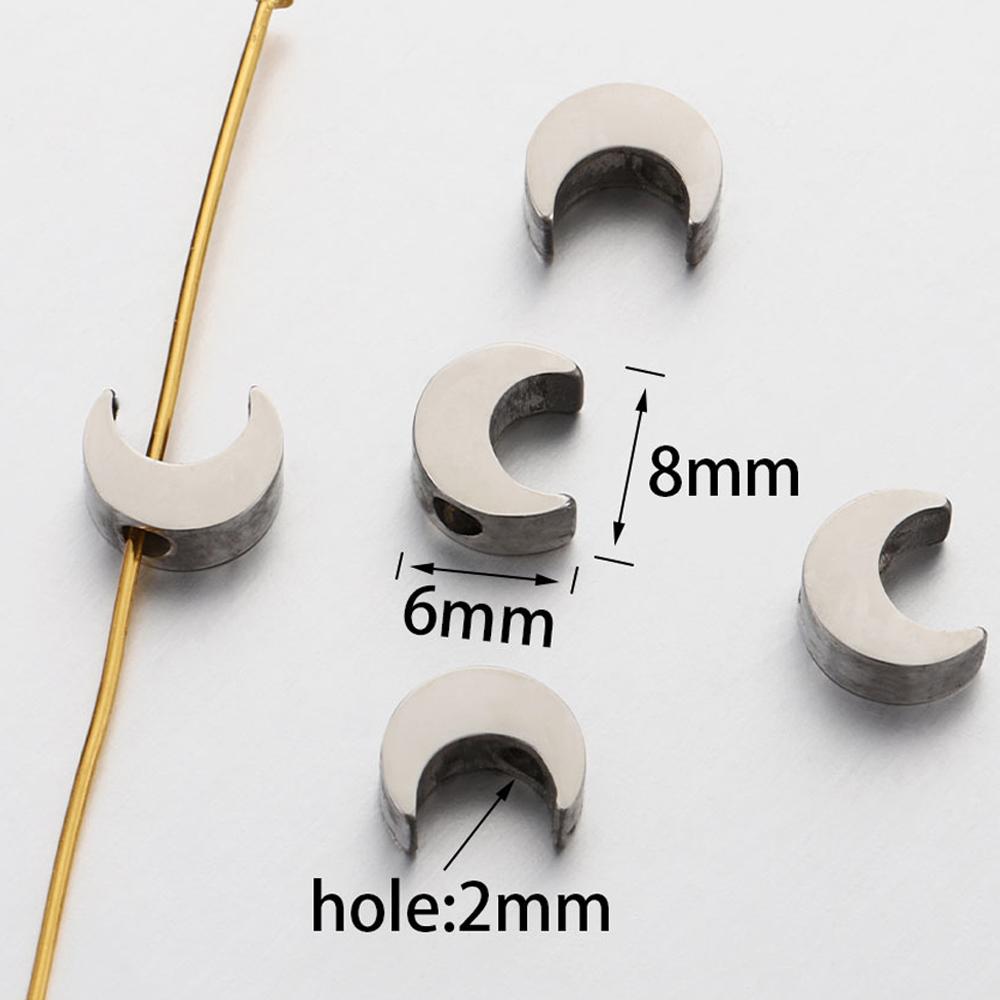 

5-10pcs Stainless Steel Moon Shape Beads Gold Color Spacer Beads for Bracelet Necklace DIY Jewelry Making Findings Wholesale 5pcs