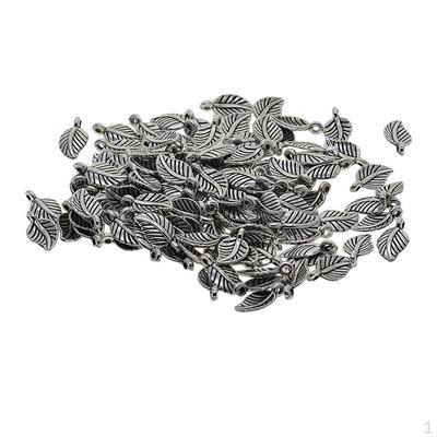 100 Pieces Silver Leaves Shape Pendant Handmade Hanging Crafts for DIY Fashion Vintage Choker