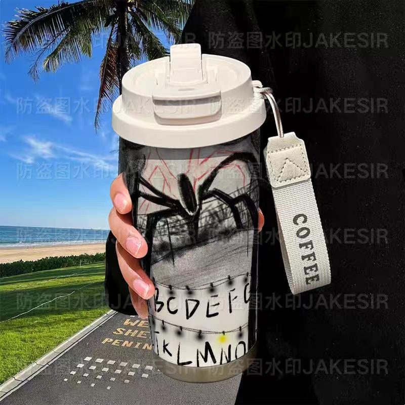 Stranger Things Insulated Tumbler - Stainless Steel Dual Lid Sippy Cup for Coffee & Cold Drinks
