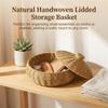 Vintage Pumpkin-Shaped Wicker Basket With Lid For Fruit And Snack Storage Decorative Home Accessory