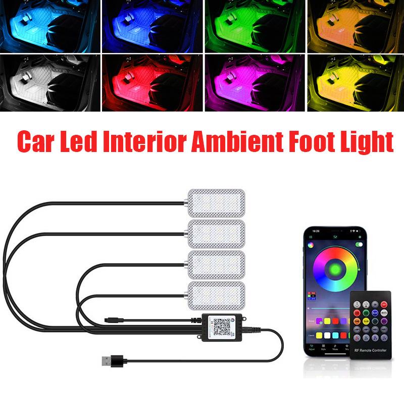 Car Led Interior Ambient Foot Strip Light Kit With USB Cigarette Lighter Backlight Music Control App RGB Auto Decorative Lamp