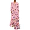Women's V-Neck Ink Print Butterfly Dress with Pockets, Long Sleeve Summer Style