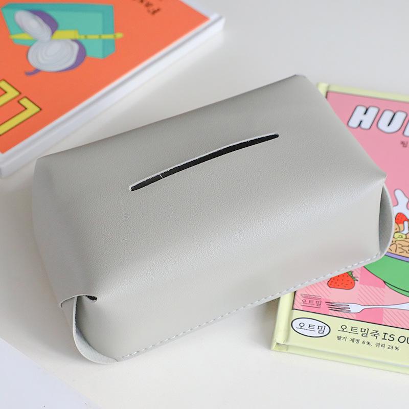 PU Leather Square Tissue Box Cover Napkin Holder Foldable Handkerchief Case For Kitchen Accessories Desktop Storage Organizer