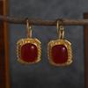 A Pair Of Vintage And Elegant Ruby Hanging Earrings, Able Jewelry For Women's Wedding Banquets