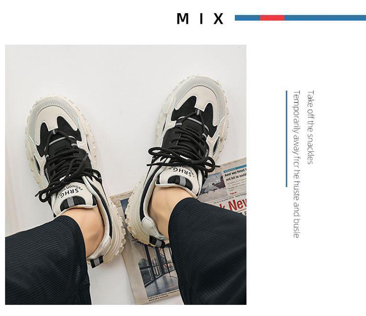 New Hong Kong Style Breathable Men's Fashion Sports Shoes: Thick-Soled, Non-Slip, Wear-Resistant Dad Sneakers