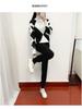European Style Women's Casual Plaid Knit Sweater Two-Piece Set
