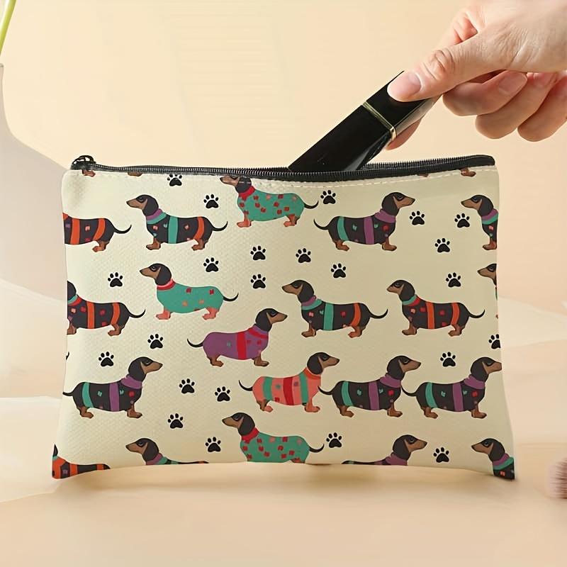 1pc Printed Puppy Pattern Toiletries Travel Bag, Storage Makeup Bag, Travel Essentials And Cosmetics,Take Out Items