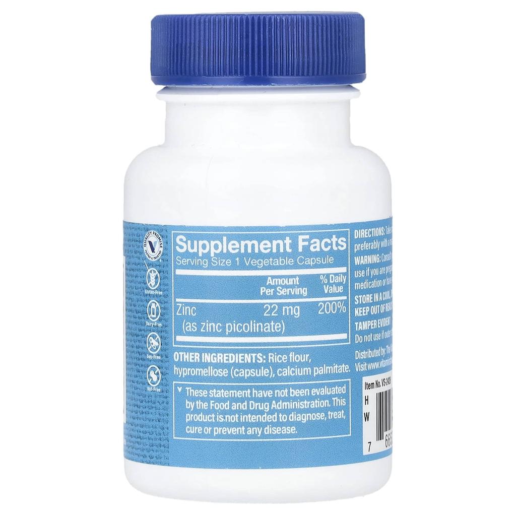 Zinc Picolinate, Veggie Capsules 100 (22Mg per Capsule)