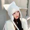 Korean New Hat for Women's Autumn and Winter Solid Color Knitted Wool Hat Cute Cat Ears Winter Warm Ear Protection Hat