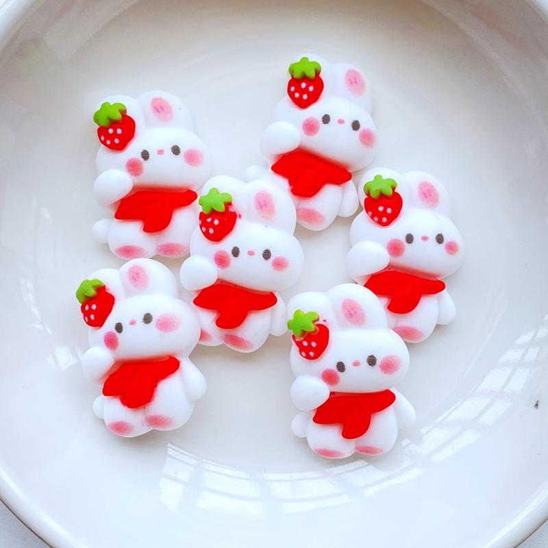 10Pcs New Cute Mini Cartoon Rabbit, Bear Flat Back Resin Cabochons Scrapbooking DIY Jewelry Craft Decoration Accessorie