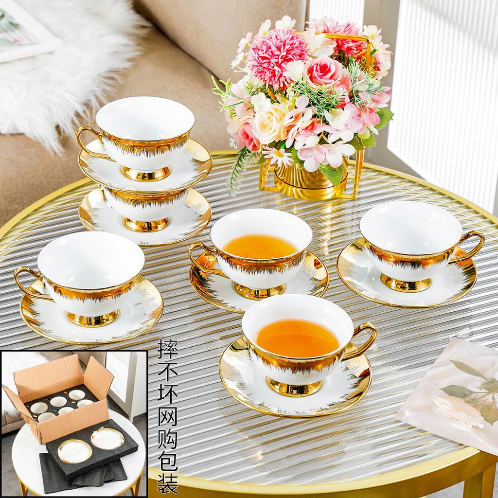 Golden Edged Ceramic Coffee Mug Afternoon Tea Coffee Cup Saucer Sets Couple Cup Set Home Creative Drinkware Mug New Home Gift