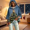 Women's Christmas Print Three-Quarter Sleeve Hooded Pullover Top