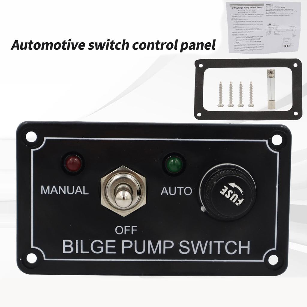 12V Toggle Switches Panel for Yacht Campers Truck Boat 3 Way Fused Marine Bilge Pump Switches Panel with LED Indicator