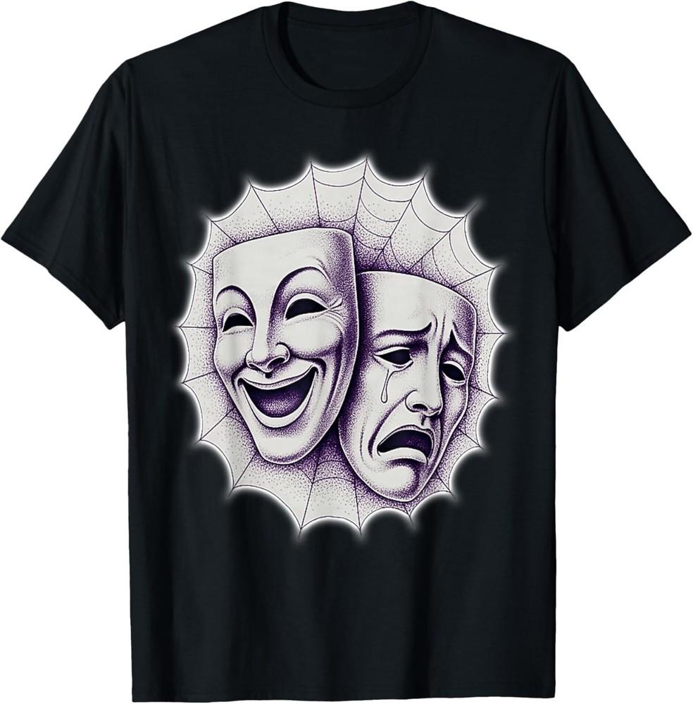 Smile Now Cry Later Theater Masks Spider Web T-Shirt XL