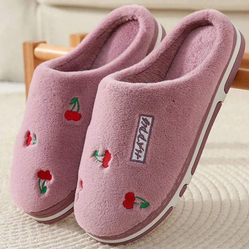 Autumn and Winter Warm Simple Plush Cotton Shoes Pure Cotton Slippers Indoor Non-slip Soft-soled Shoes