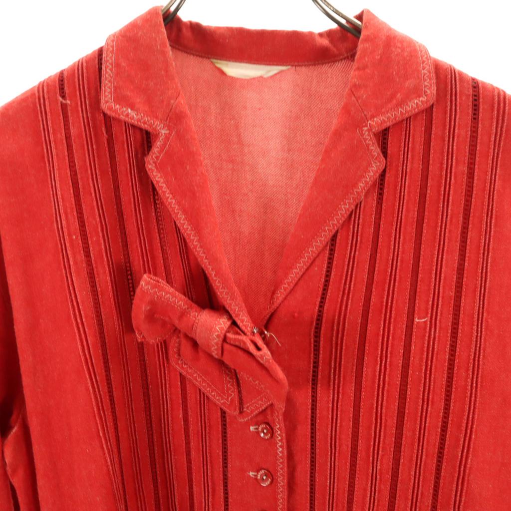 PINK HOUSE Long Sleeve Open Collar Nylon Long Dress Red Series Women Used