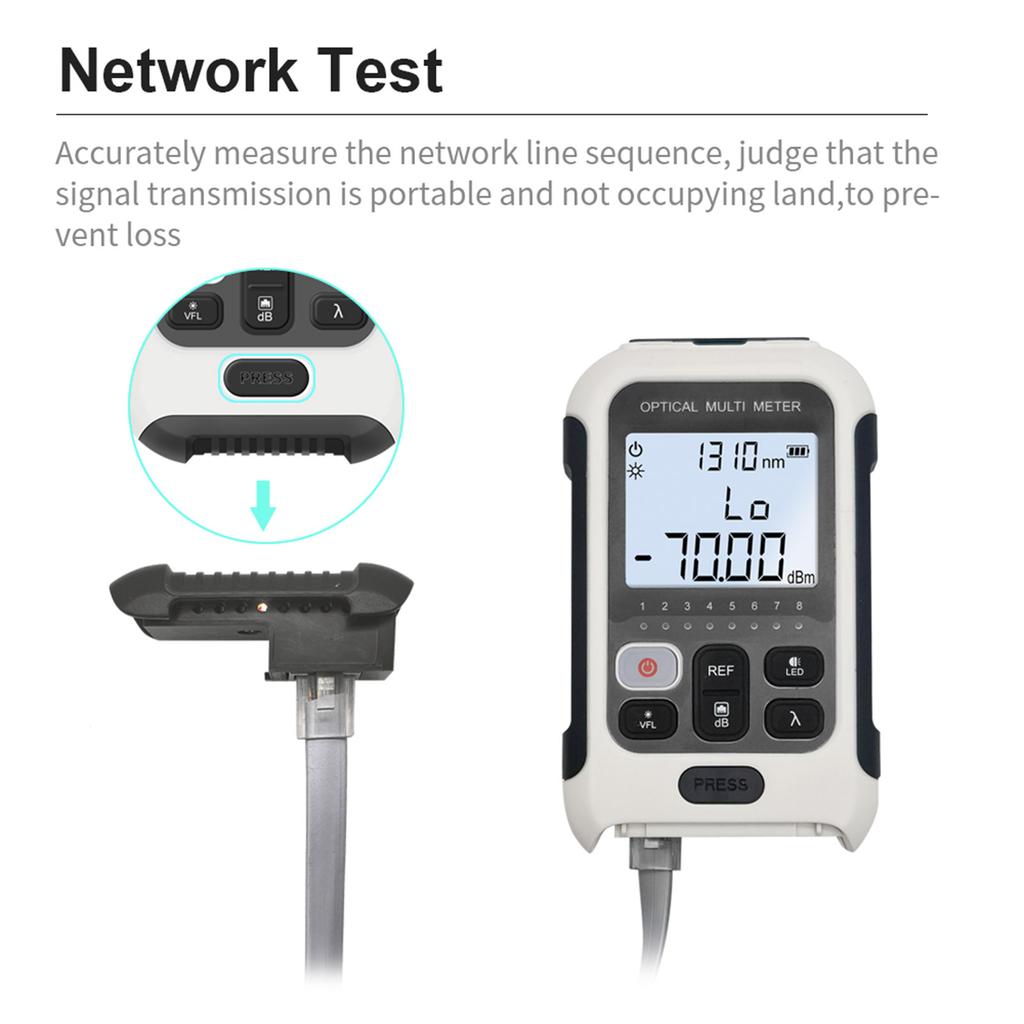 Optical Fiber Power Meter White Multifunctional Fiber Optic Tester for Communication Engineering